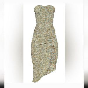 PrettyLittleThing Tall Floral Print Corset Bust Detail Midi Dress Size 8, NWT